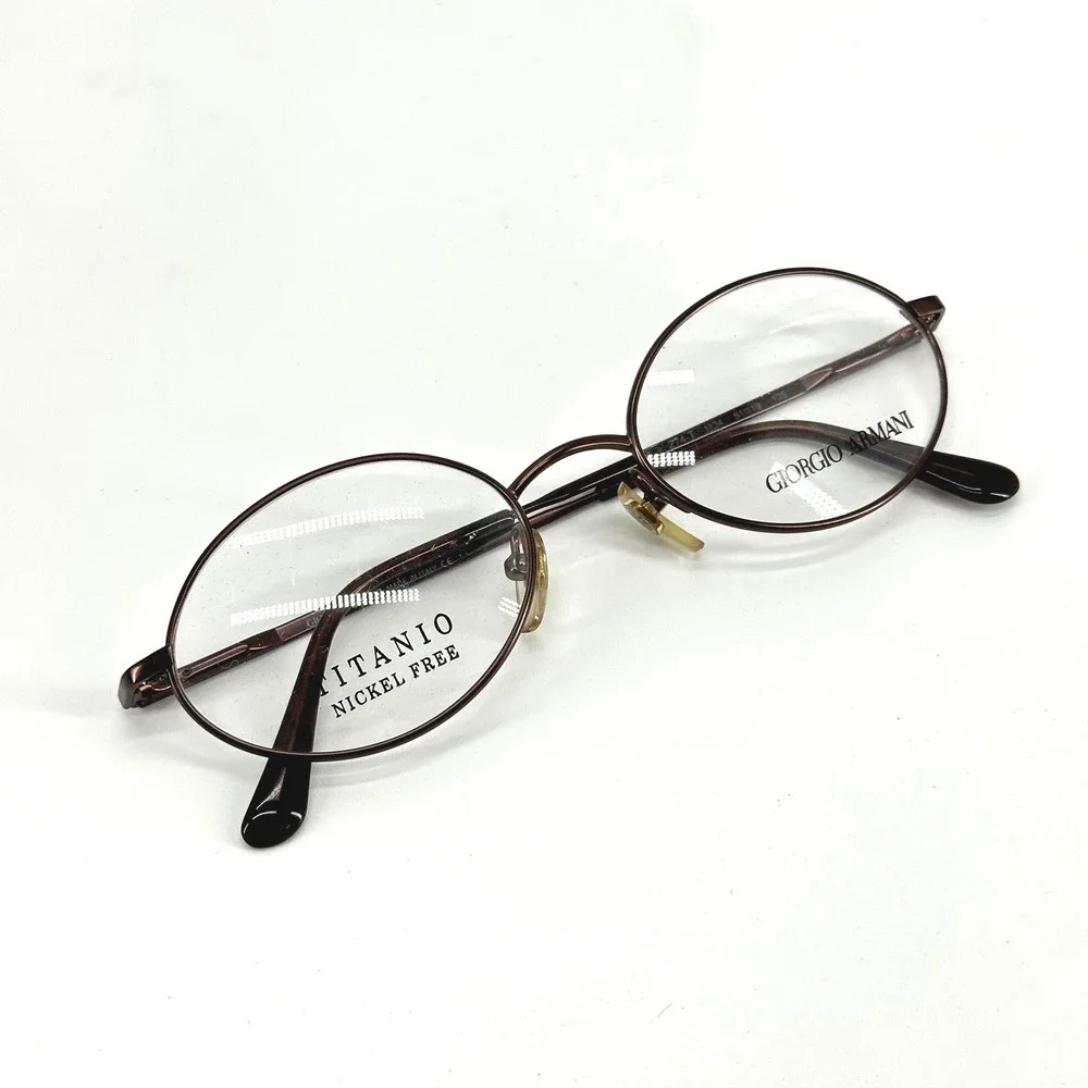 Vintage Armani Eyeglasses Unisex 51mm Brown 274-T Oval Titanium Italy NEW Y2K